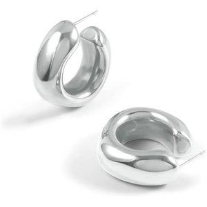 Thick 14k Gold Plated Chunky Hoop Earrings Lightweight Open Hoops For Women